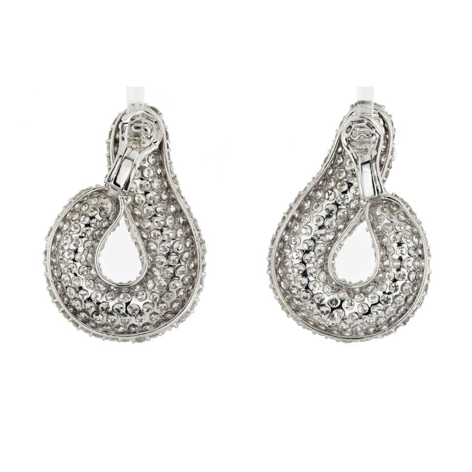 Bvlgari 18K White Gold 45 Carat Pave Round Cut Diamond Twist Earrings — view 4 — Laura Milman New York