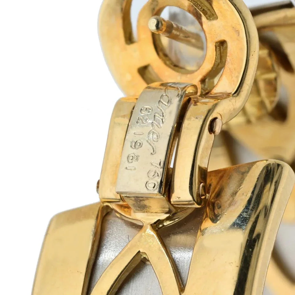 Cartier Platinum & 18K Yellow Gold Walking Panthere Earrings — view 5 — Laura Milman New York