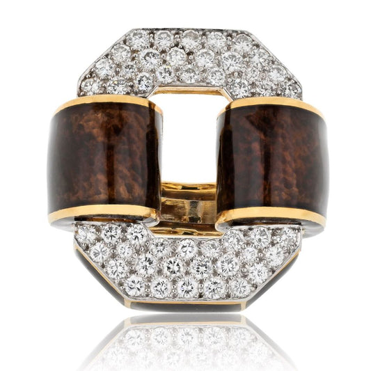 David Webb Estate Ring 18K Yellow Gold and Platinum