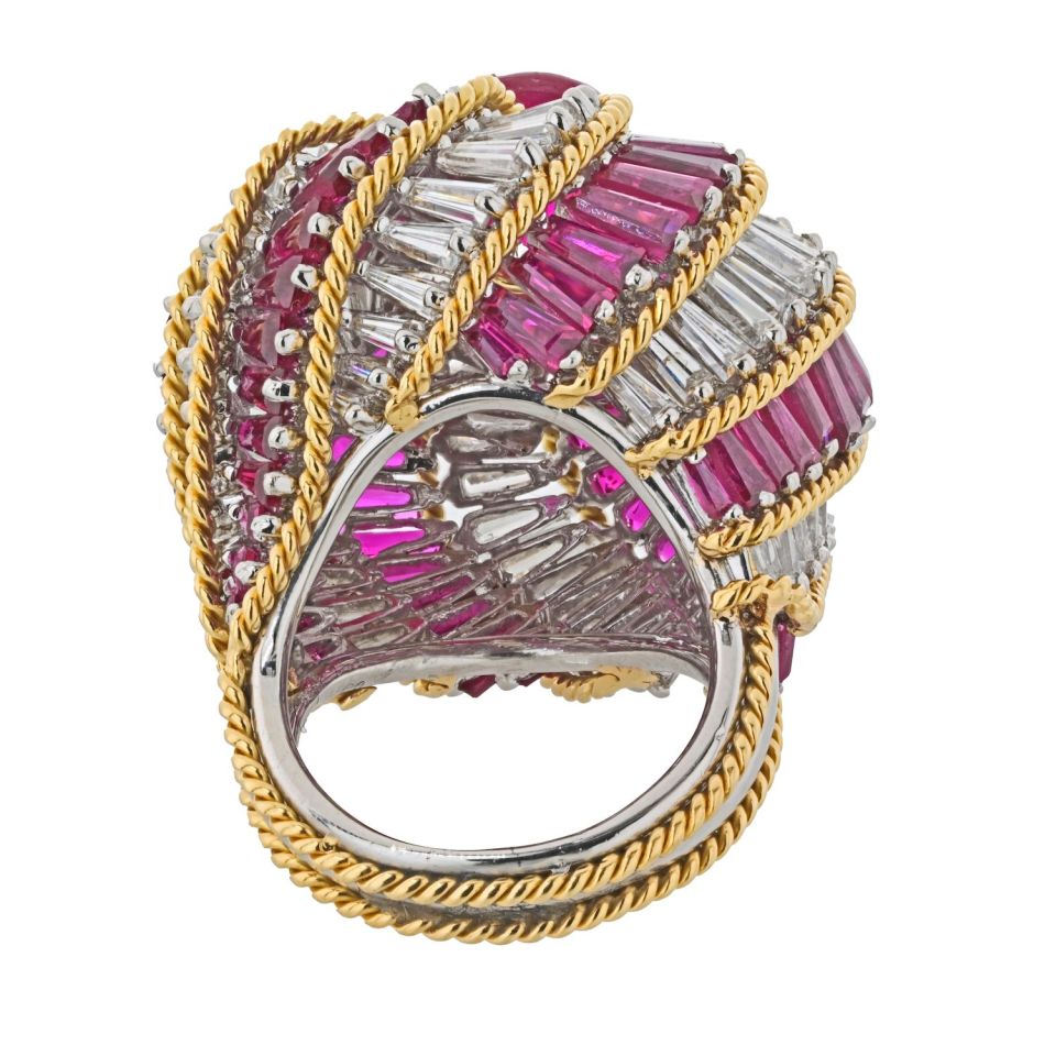 David Webb Estate Ring 18K Yellow Gold and Platinum