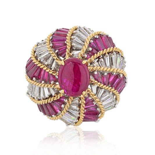 David Webb Estate Ring 18K Yellow Gold and Platinum