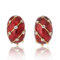 Tiffany Schlumberger 18K Gold Platinum Red Enamel Diamond Earrings