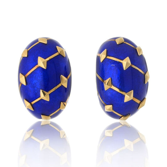 Tiffany Schlumberger 18K Gold Platinum Lozenge Clip Earrings