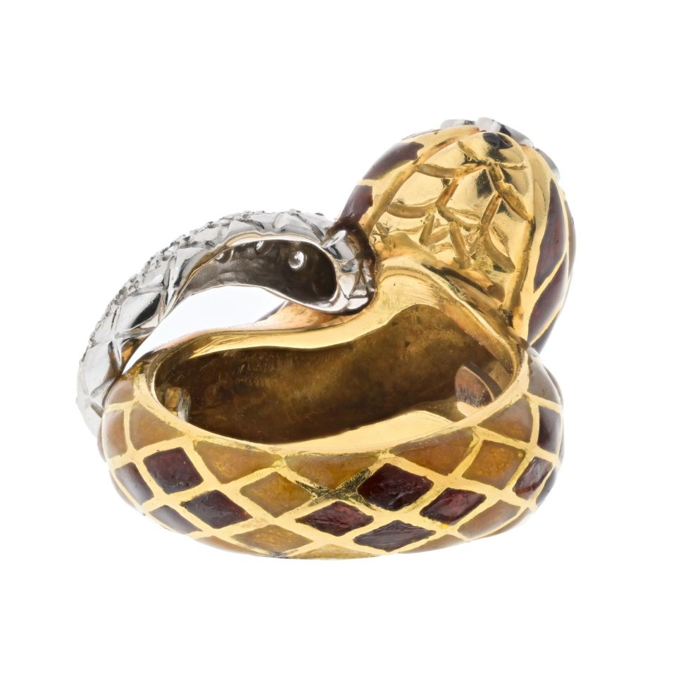 David Webb Estate Ring 18K Yellow Gold and Platinum