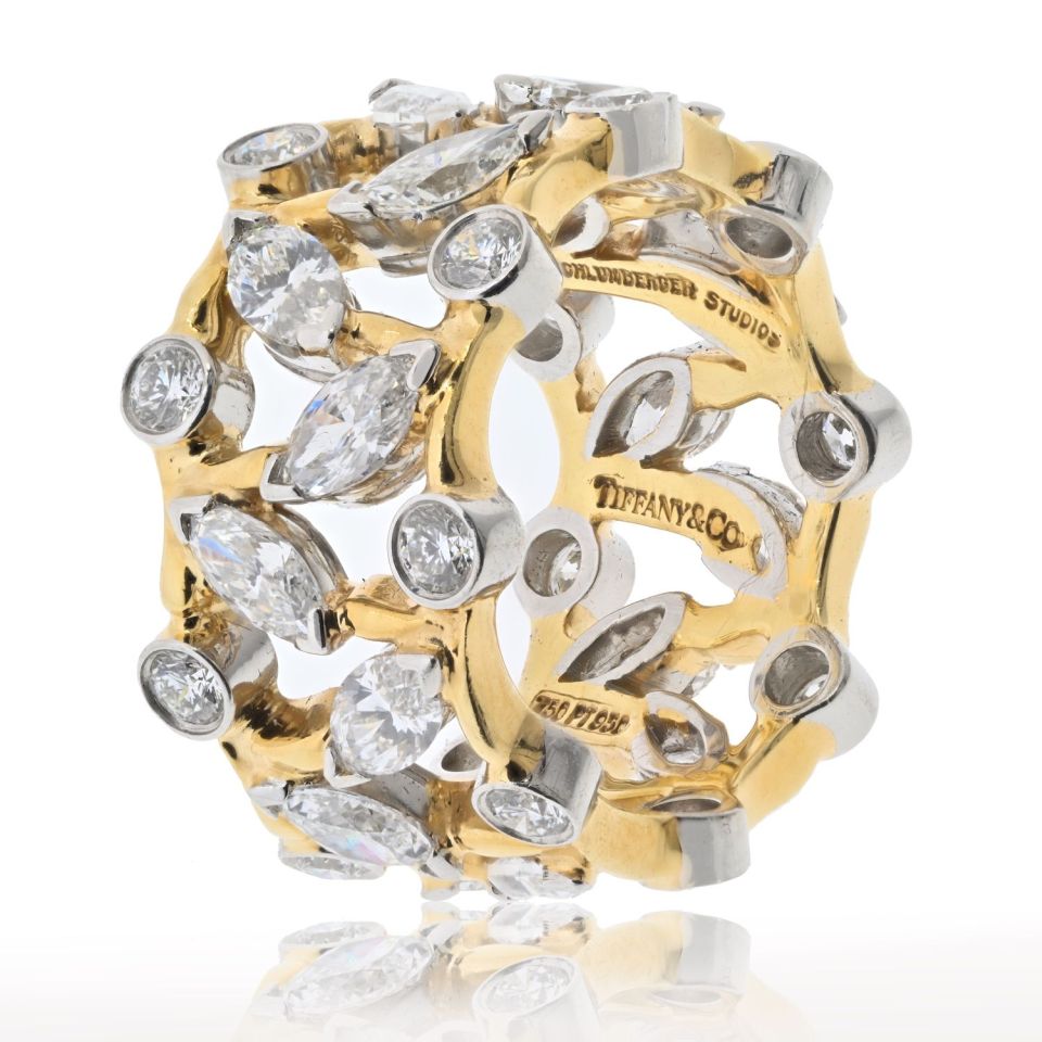Tiffany Schlumberger 18K Gold Platinum 2.65ct Diamond Ring