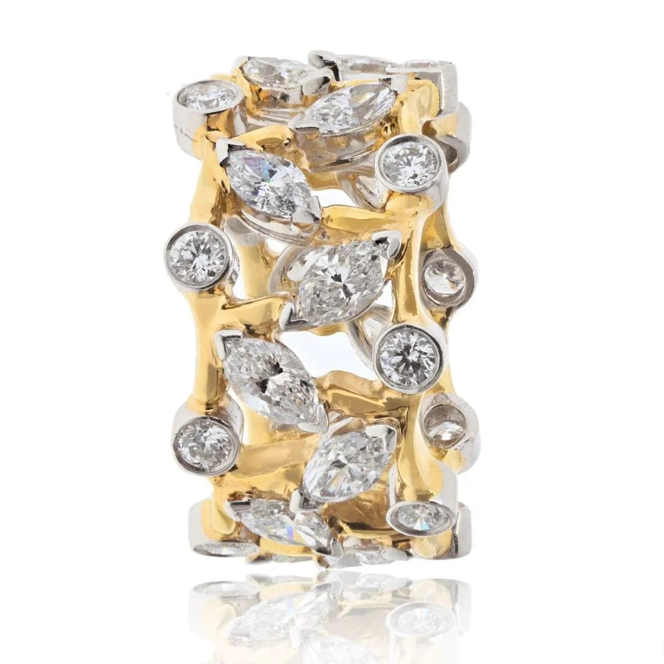 Tiffany & Co. Schlumberger Platinum & 18K Yellow Gold Vigne Diamond Ring — Laura Milman New York