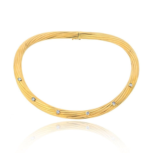 Cartier 18K Yellow Gold Fluted Twist Diamond Choker Necklace, 14 Inches, 1.50ct
