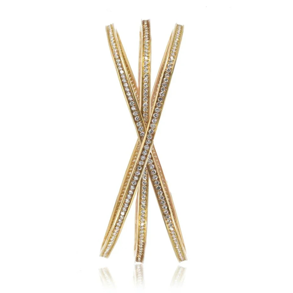 Cartier 18K Yellow Gold Trinity Diamond Slip On Bracelet — Laura Milman New York