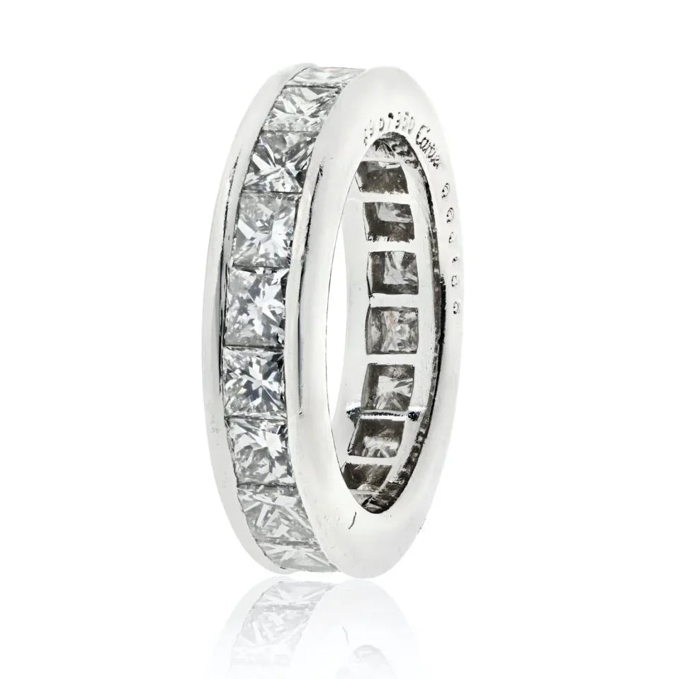 Cartier Platinum 5.50cttw Princess Cut Diamond Eternity Eu 49 Ring — view 3 — Laura Milman New York