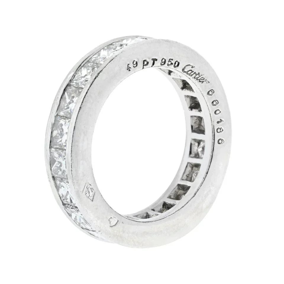 Cartier Platinum 5.50cttw Princess Cut Diamond Eternity Eu 49 Ring — view 4 — Laura Milman New York