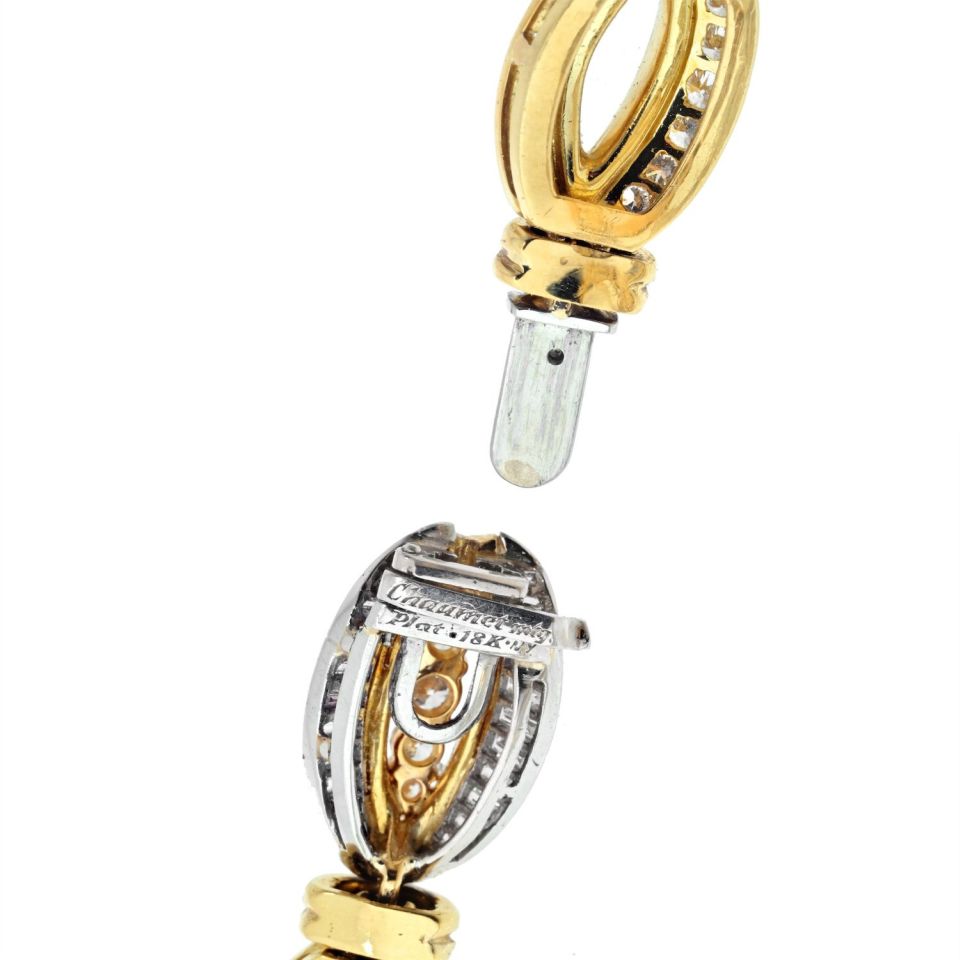 Chaumet Emerald Platinum & 18K Yellow Gold Diamond And Green Emerald Ladies Necklace — view 5 — Laura Milman New York