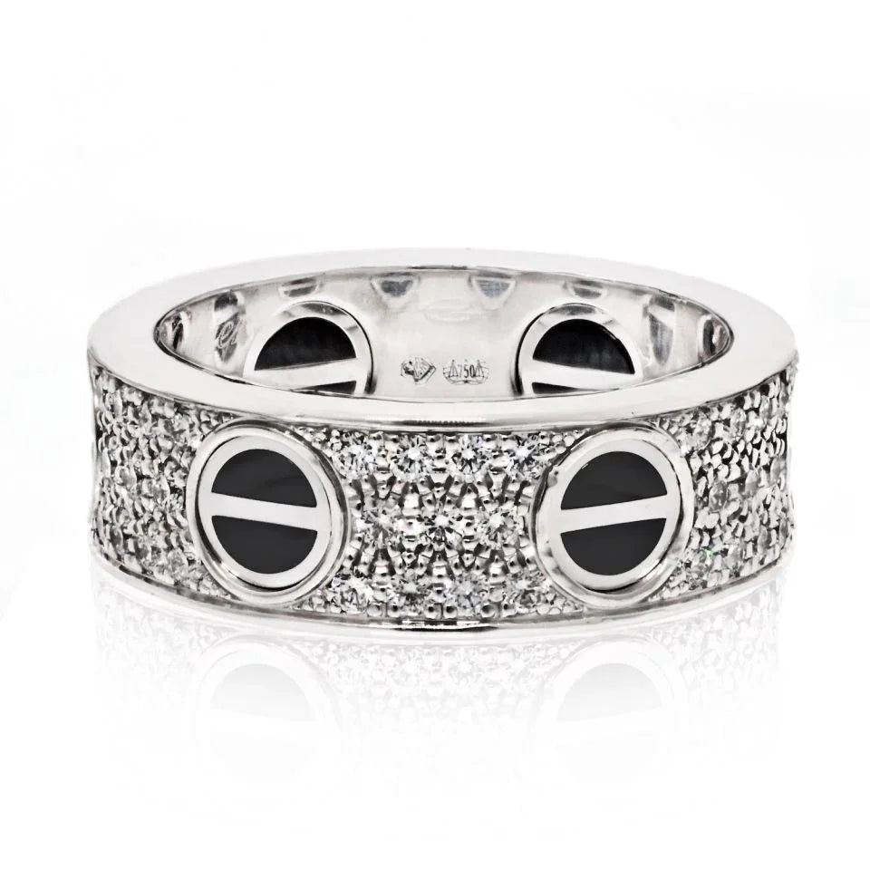Cartier 18K White Gold Love Black Ceramic Eu 49 Ring — Laura Milman New York