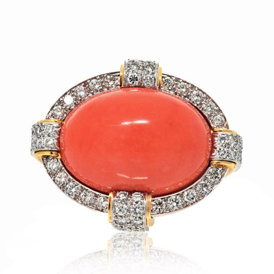David Webb Estate Ring 18K Yellow Gold and Platinum