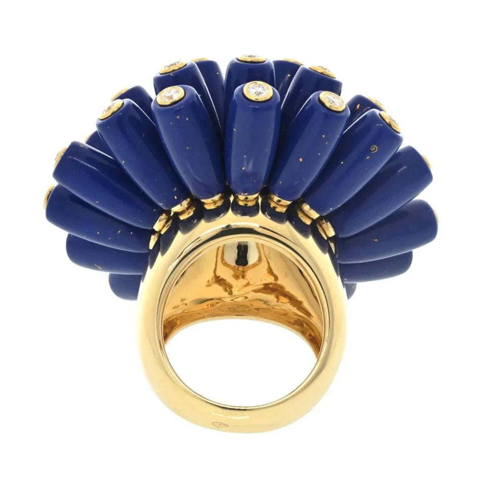 Cartier Paris Nouvelle Vague 18K Yellow Gold Blue Lapis And Diamond Ring — view 4 — Laura Milman New York