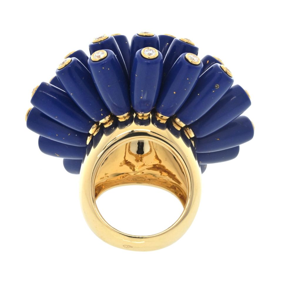 Cartier 18K Yellow Gold Paris Nouvelle Vague Ring with Lapis Lazuli and Diamonds