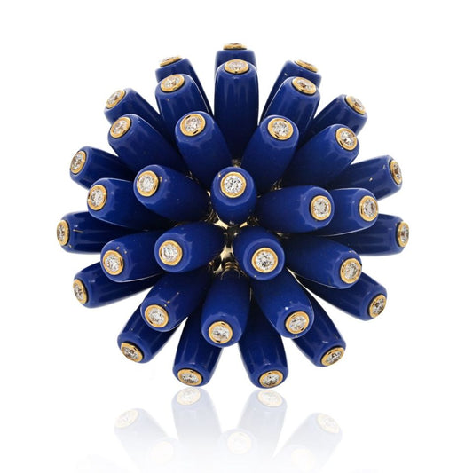 Cartier 18K Yellow Gold Paris Nouvelle Vague Ring with Lapis Lazuli and Diamonds