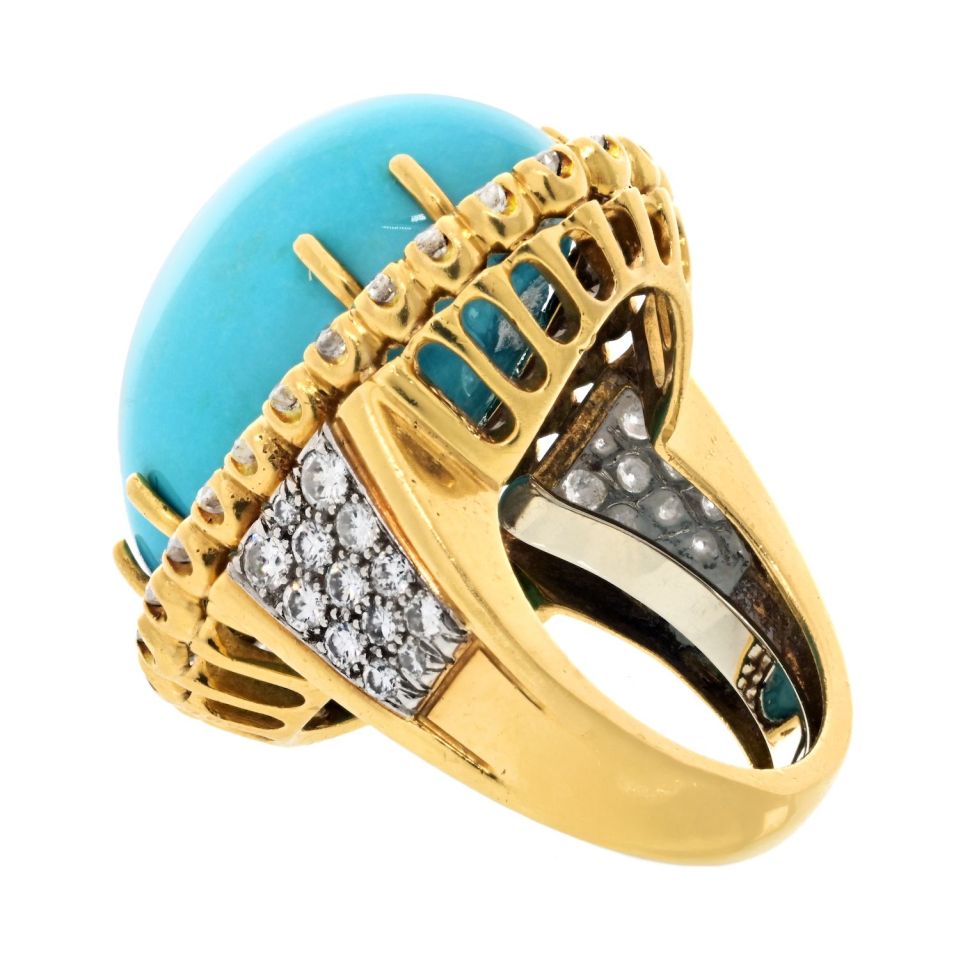 David Webb Estate Ring 18K Yellow Gold and Platinum