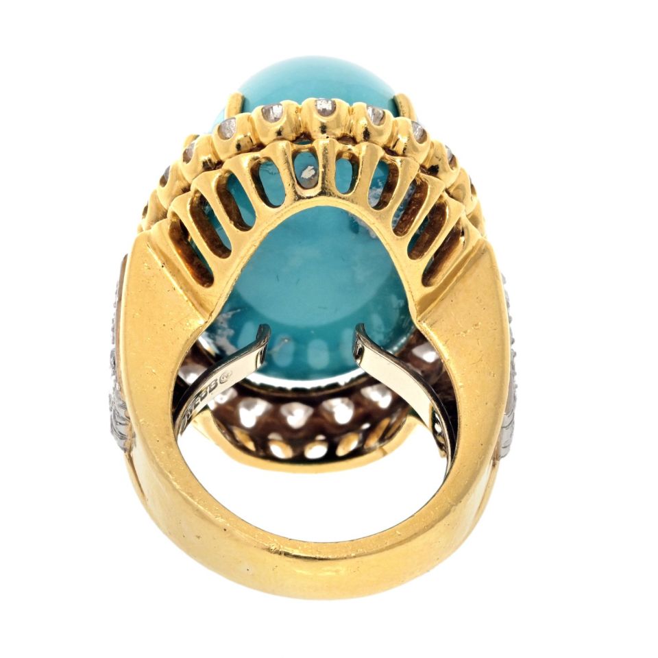 David Webb Estate Ring 18K Yellow Gold and Platinum
