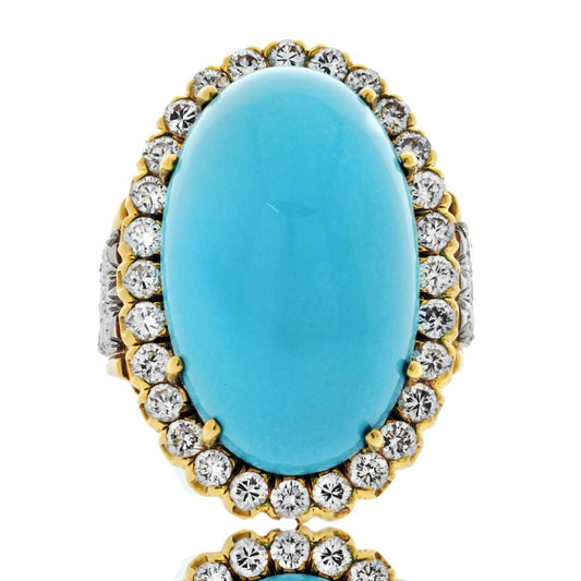 David Webb Estate Ring 18K Yellow Gold and Platinum