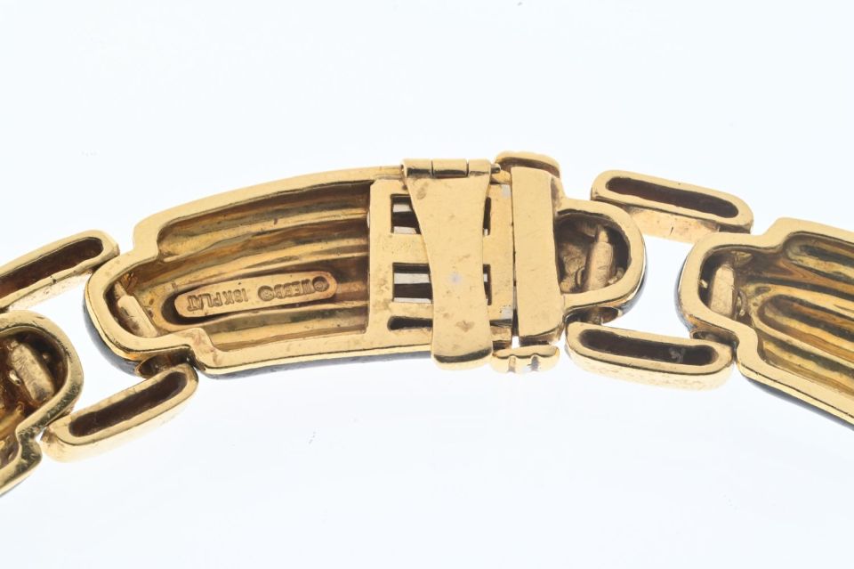 David Webb Collar Platinum & 18K Yellow Gold Black Enamel And Collar Necklace — view 5 — Laura Milman New York