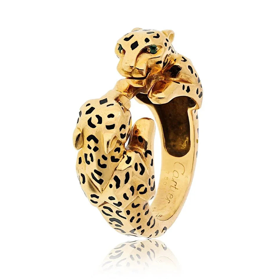 Cartier 18K Yellow Gold Double Panthere Ring — view 2 — Laura Milman New York