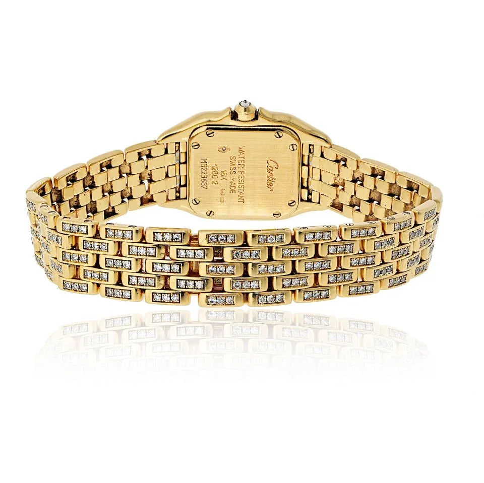 Pre-Owned Cartier Panthere 18K Yellow Gold Factory Diamond Mid Size Ref 1280/2 Women Watch view 3 - Cartier — Laura Milman New York