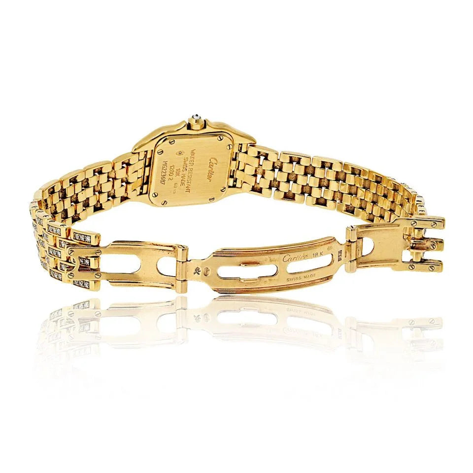 Pre-Owned Cartier Panthere 18K Yellow Gold Factory Diamond Mid Size Ref 1280/2 Women Watch view 4 - Cartier — Laura Milman New York