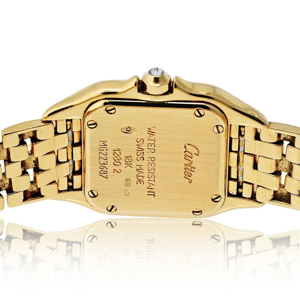 Pre-Owned Cartier Panthere 18K Yellow Gold Factory Diamond Mid Size Ref 1280/2 Women Watch view 5 - Cartier — Laura Milman New York