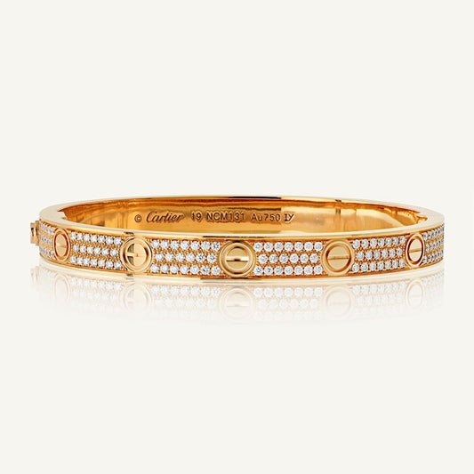 Cartier 18K Rose Gold Diamond Love Bangle with 0.65ct Diamonds, Size 19