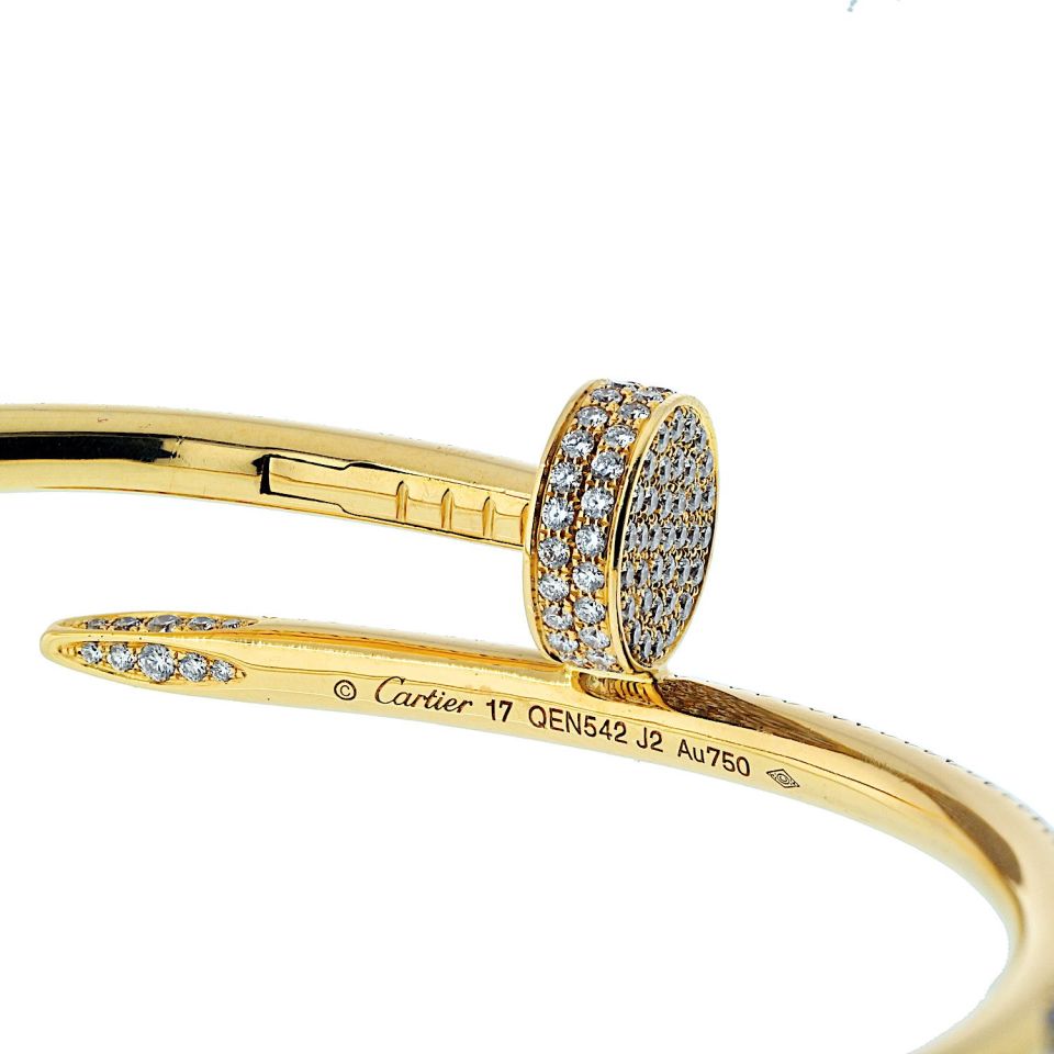 Cartier Juste Un Clou 18k White Gold Pave Diamond Bracelet