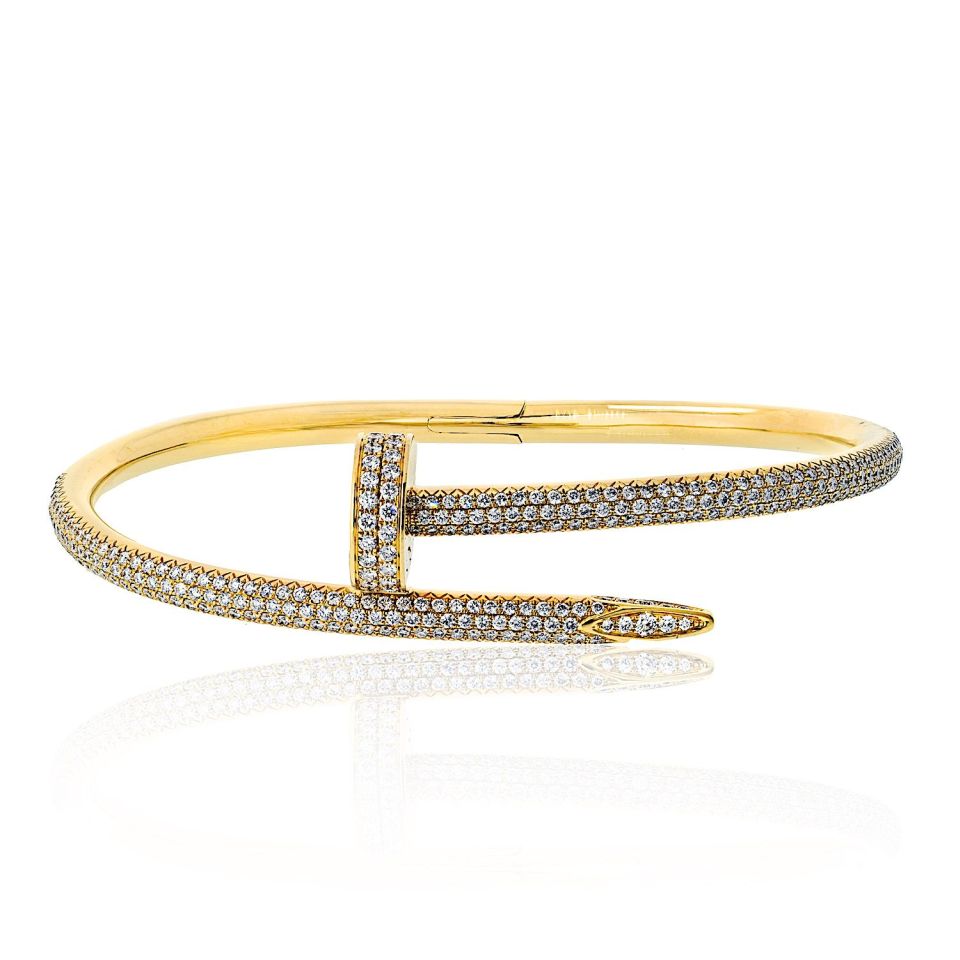 Cartier Juste Un Clou 18k White Gold Pave Diamond Bracelet
