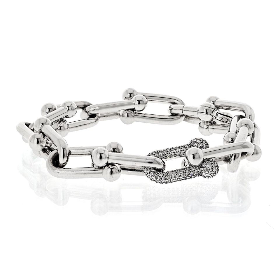 Tiffany 18K White Gold 1.7ct Hardwear Bracelet 6.5"