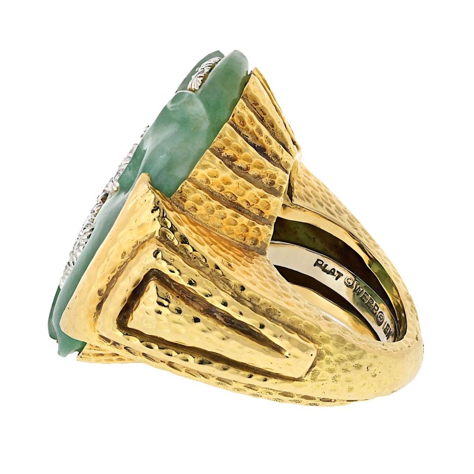 David Webb Estate Ring 18K Yellow Gold and Platinum