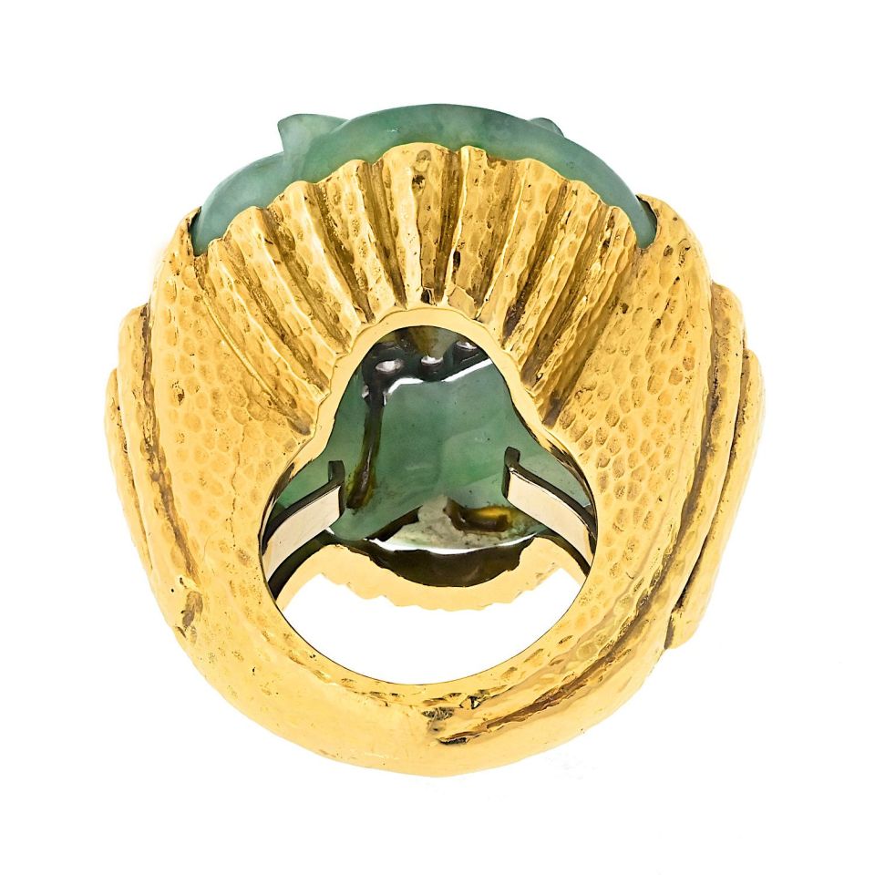 David Webb Estate Ring 18K Yellow Gold and Platinum