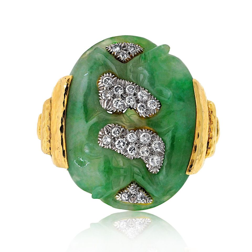 David Webb Estate Ring 18K Yellow Gold and Platinum