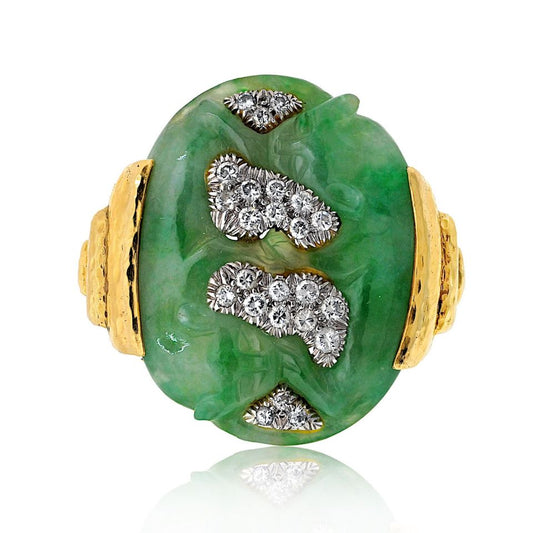 David Webb Estate Ring 18K Yellow Gold and Platinum