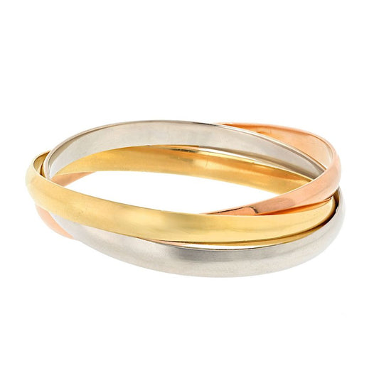 Cartier 18K Tri Color Trinity Bangle Bracelet Size 15/16