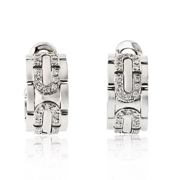 Cartier 18K White Gold Maillon Panthere Hoop Earrings