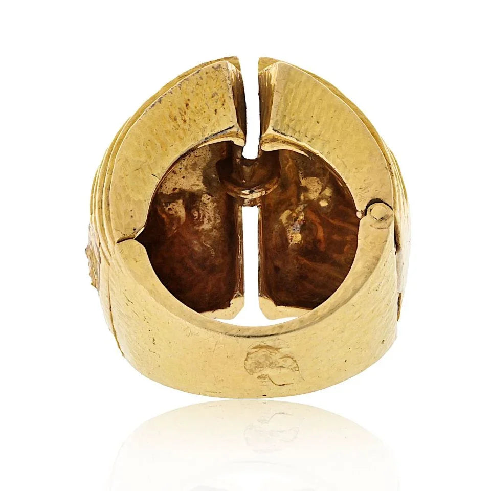 David Webb Platinum & 18K Yellow Gold With Bark Finish Estate Step Ring — view 5 — Laura Milman New York
