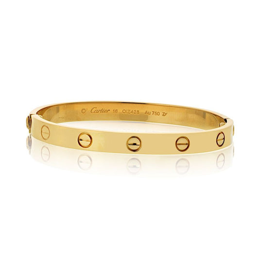 Cartier 18K Yellow Gold Love Bangle with 0.65ct Diamonds, Size 16