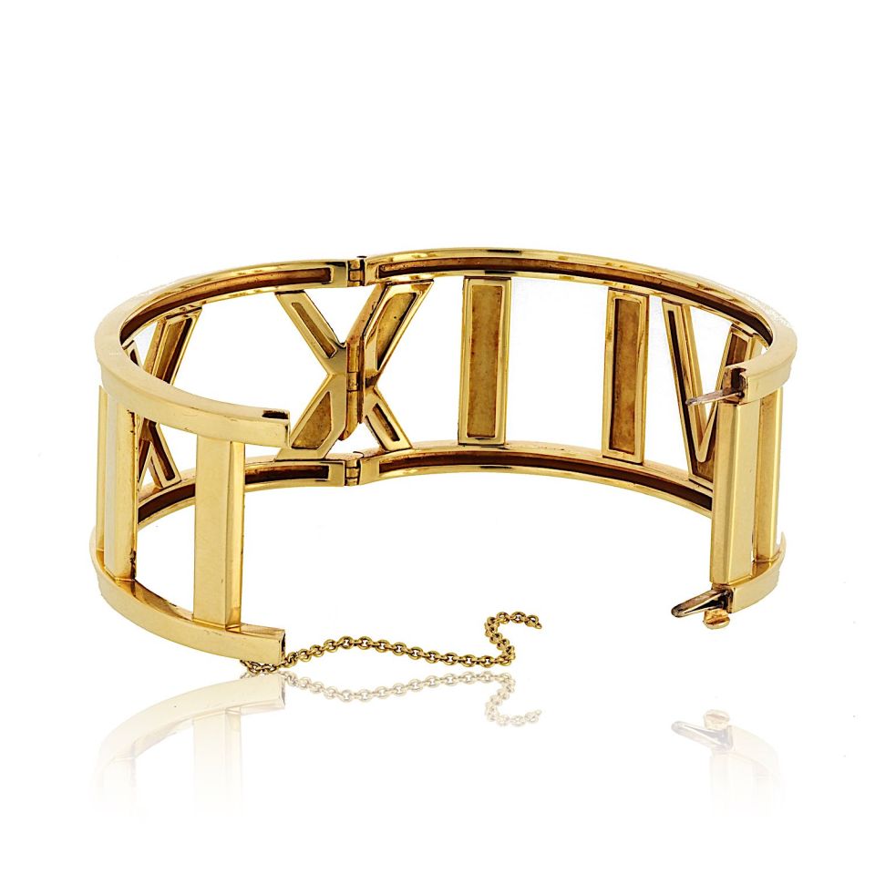 Tiffany 18K Yellow Gold Atlas Hinged Bracelet 6" 83.5g
