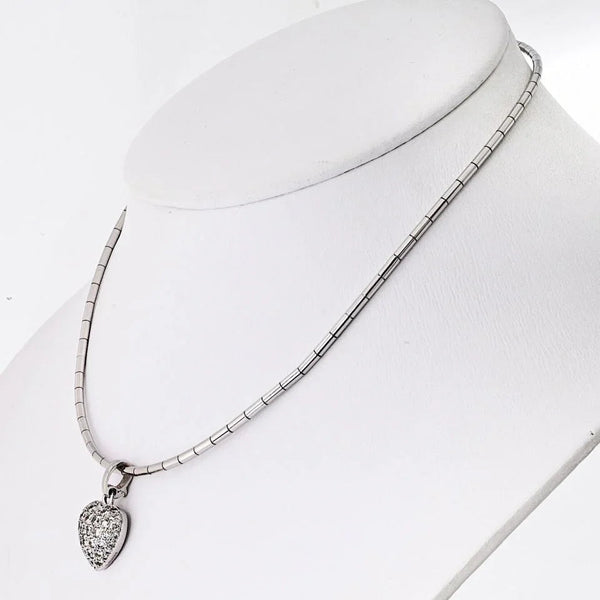 Cartier 18K White Gold Pave Diamond Heart Necklace — view 2