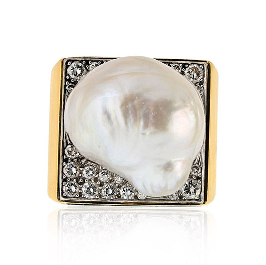 David Webb Estate Ring 18K Yellow Gold and Platinum