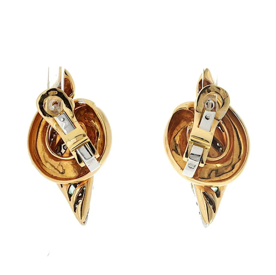 Bvlgari 18K Rose Gold Serpent Diamond And Emerald Earrings — view 4 — Laura Milman New York