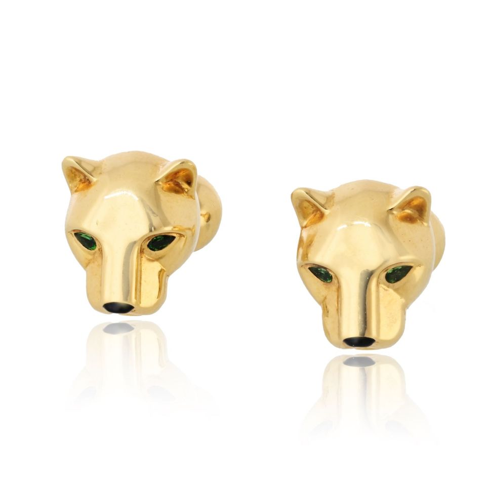 Cartier 18K Yellow Gold Cufflinks with Onyx and Diamonds