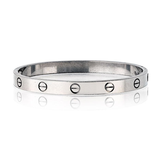 Cartier Love Bracelet in 18K White Gold, Size 17, with Screwdriver and Pouch