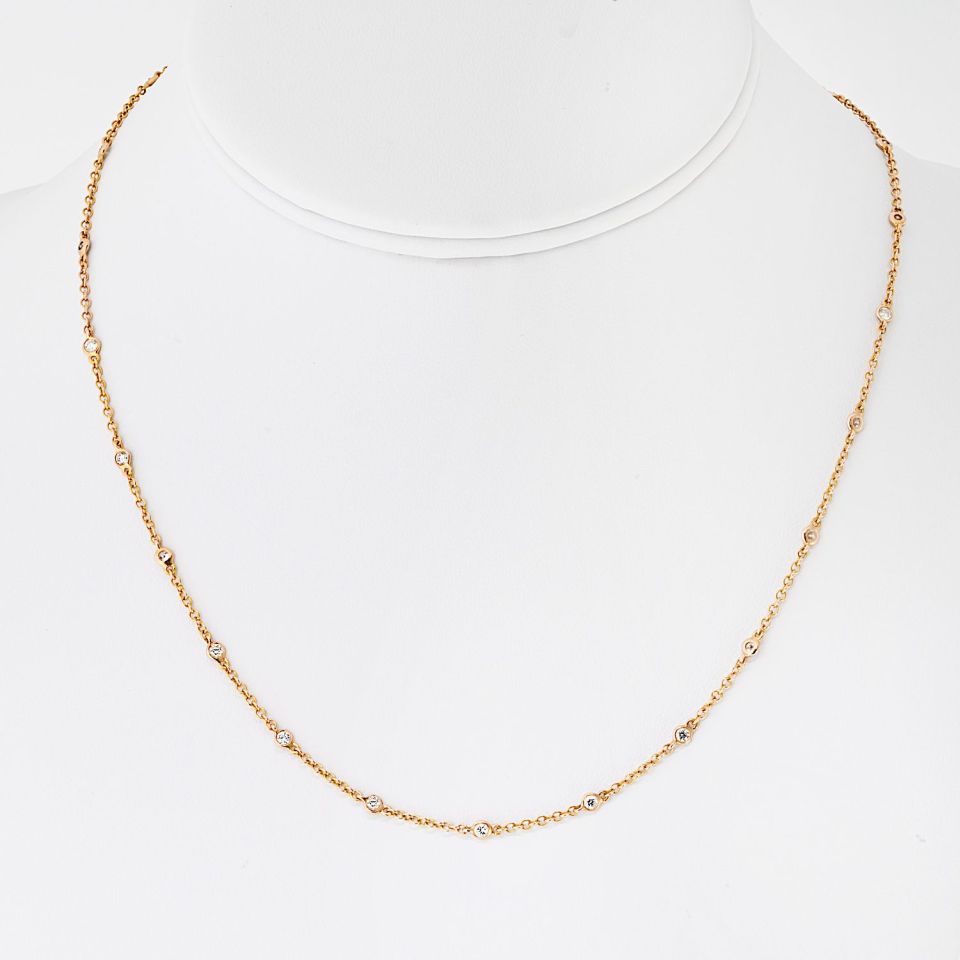 Pre-Owned Tiffany & Co. 18K Rose Gold Diamond By The Yard Diamonds by the Yard Necklace - Tiffany & Co. Dog Tag — Laura Milman New York
