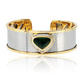 Marina B . 18K Yellow Gold Green Emerald And Diamond Cuff Bracelet view 1