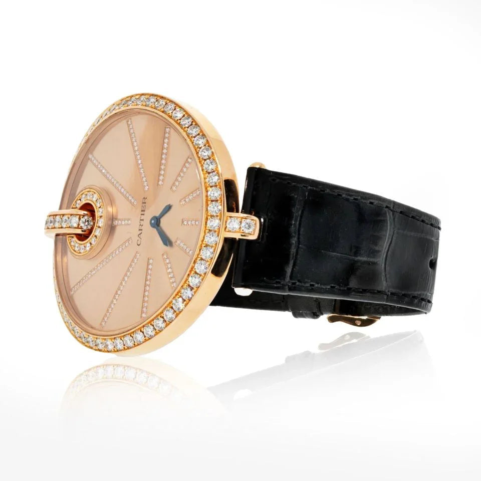 Pre-Owned Cartier 18K Rose Gold Captive 55mm Diamond Bezel And Diamond Dial Watch — view 2 — Laura Milman New York