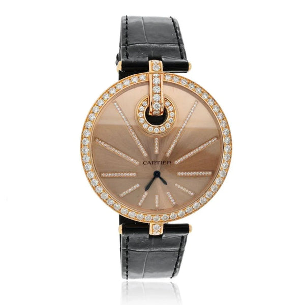 Pre-Owned Cartier 18K Rose Gold Captive 55mm Diamond Bezel And Diamond Dial Watch - Cartier Watch